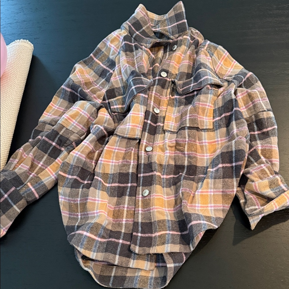 Zara Women's Plaid Button Down Shirt - Gray, Pink, Tan